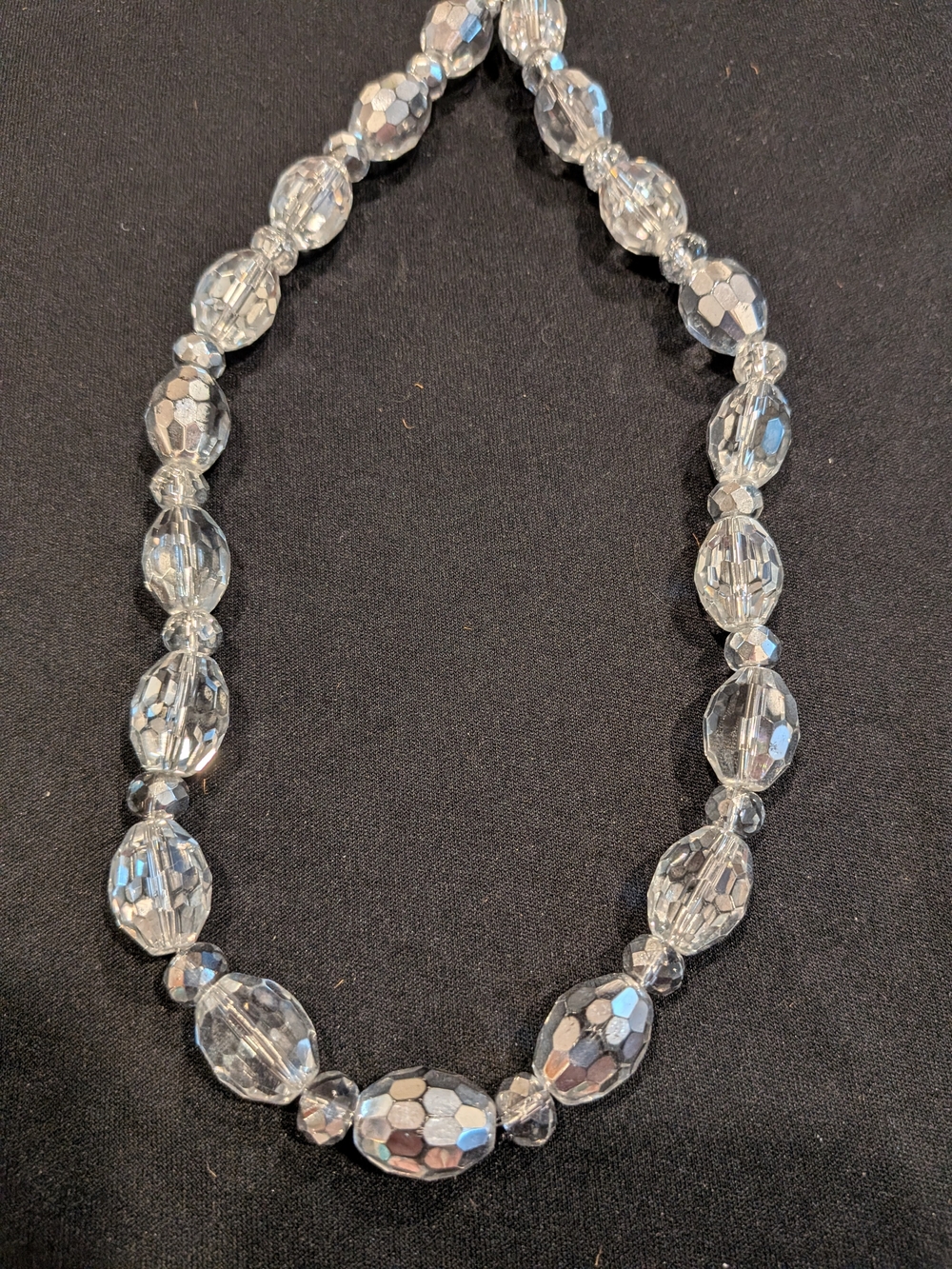 Vintage From 2007s Faceted Crystal Bead Necklace 10" - Clear Beads